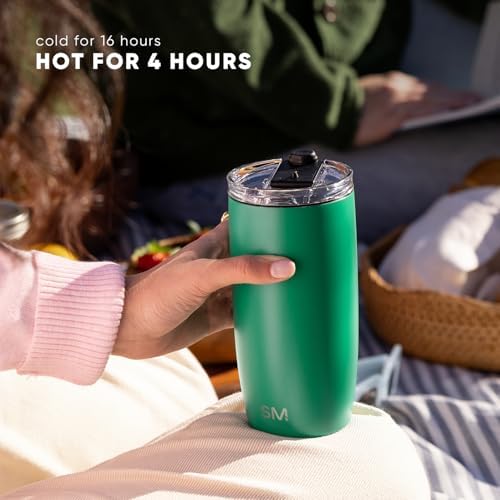 Simple Modern Travel Coffee Mug Tumbler with Flip Lid | Reusable Insulated Stainless Steel Cold Brew Iced Coffee Cup Thermos | Gifts for Women Men Him Her | Voyager Collection | 12oz | Almond Birch