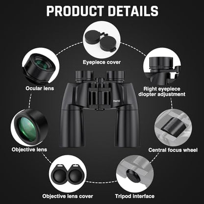 10x50 Binoculars for Adults - HD High Powered Binoculars for Bird Watching, IPX7 Waterproof Fogproof,Fully Multi-Coated BAK4 Prism Optics for Hunting,Travel