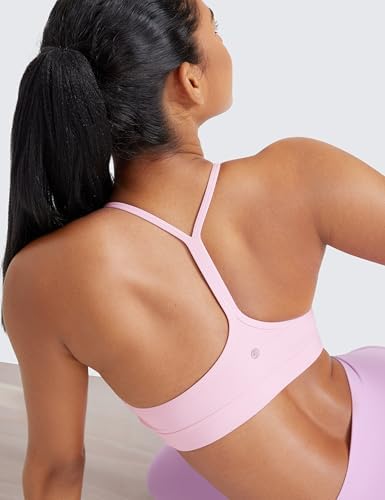CRZ YOGA Butterluxe Womens Y Back Sports Bra - Padded Racerback Low Impact Spaghetti Thin Strap Workout Yoga Top