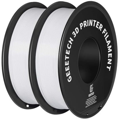 Geeetech 3D Printer Filament, PLA Filament 1.75mm Bundle 2kg for 3D Printer,Dimensional Accuracy +/- 0.02 mm (White 2-Pack)