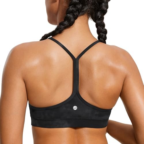 CRZ YOGA Butterluxe Womens Y Back Sports Bra - Padded Racerback Low Impact Spaghetti Thin Strap Workout Yoga Top