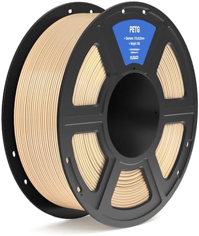 ELEGOO PETG Filament 1.75mm Beige 1KG, 3D Printer Filament Dimensional Accuracy +/- 0.02 mm, 1kg Spool(2.2lbs) Fits for Most FDM 3D Printers