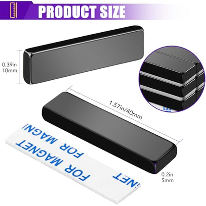 MIKEDE 30 Pcs Strong Neodymium Magnets with Epoxy Coating, Black Bar Magnets Waterproof with Adhesive Backing for Tool Room, Kitchen, Crafts, Whiteboard, Cabinet Doors - 1.57 x 0.39 x 0.20 in