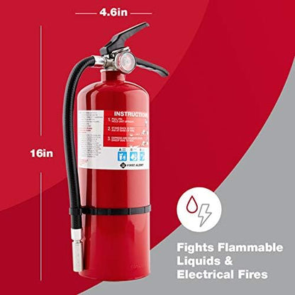 First Alert Fire Extinguisher for Home & Commercial Use, Heavy Duty Rechargeable Compliance Unit, UL RATED 2-A:10-B:C, HOME2PRO, Red, 1-Pack
