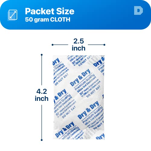 Dry & Dry 30 Gram [100 Packets] Silica Gel Packets Desiccants, Silica Packets - Rechargeable Silica Gel Packs, Moisture Absorbers, Desiccants Packets, Silica Gel