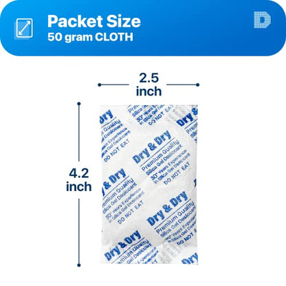 Dry & Dry 30 Gram [100 Packets] Silica Gel Packets Desiccants, Silica Packets - Rechargeable Silica Gel Packs, Moisture Absorbers, Desiccants Packets, Silica Gel