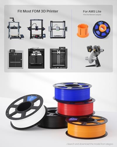 ELEGOO PETG Filament 1.75mm Bundle 4KG, 3D Printer Filament Dimensional Accuracy +/- 0.02 mm, 4pcs 1kg Spool(2.2lbs) Fits for Most FDM 3D Printers(Black, White, Gray, Clear)