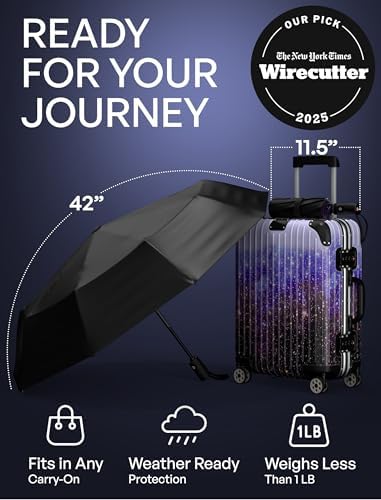 REPEL Windproof Travel Umbrella - Compact & Withstands Winds up to 85MPH , Strongest Premium Auto Folding Umbrella for Rain and Sun - Durable, Light & Portable for Women & Men , Fits Backpack & Cars