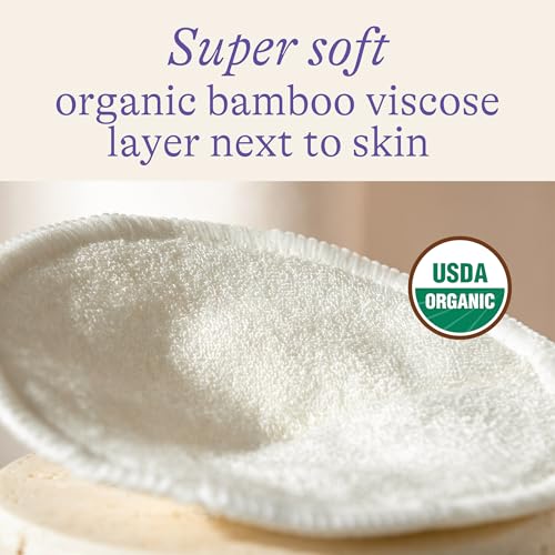 Lansinoh Washable Nursing Pads, Made with Organic Bamboo Viscose, Reusable Breast Pads for Breastfeeding with Wash Bag, Breastfeeding Essentials, 10 Count (Pack of 2)