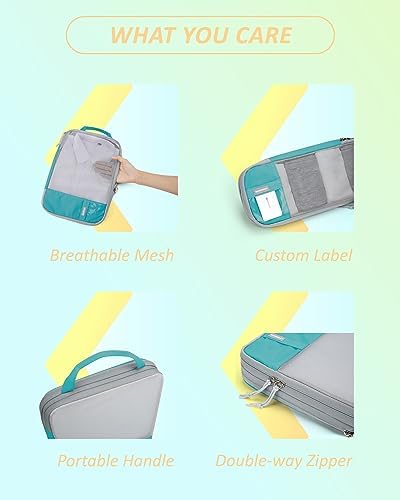 BAGSMART 6 Set Compression Packing Cubes - Lightweight Travel Essentials, Durable Luggage Organizer