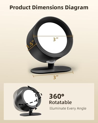 LED Wall Mounted Lights, Rechargeable Wall Sconces Lamp, 3 Color Temps & Remote and Touch, 360°Rotation Dimmable Cordless Wall Light for Study Bedroom Reading Bedside(Black, 2 Pack)