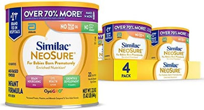 Similac NeoSure Premature Post-Discharge Infant Formula, Baby Formula Powder, 22.8-oz Value Can, Pack of 4