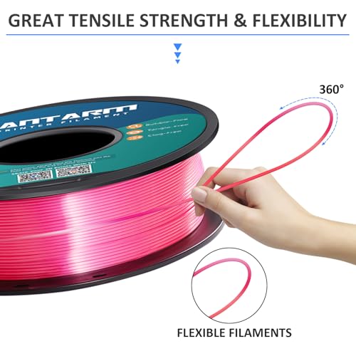 GIANTARM 3D Printer PLA Filament, Shiny Silk Rose Pink Magenta Toughness Enhanced Filament with 1.75mm Dimensional Accuracy +/-0.03mm, 1080 Feet per Roll, Vacuum Packaging, for Most 3D FDM Printer