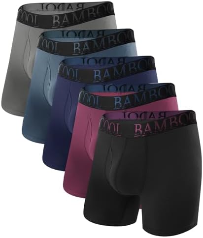 BAMBOO COOL Men's Ultra ComfortSoft Underwear, Moisture Wicking & Breathable No Ride Up Boxer Briefs with Fly, Multipack