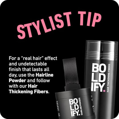 BOLDIFY Hairline Powder - Root Touch Up Hair Color for Gray Coverage - Bald Spot Concealing Hair Powder for Women & Men - 48-Hour Stain-Proof - Black
