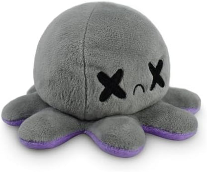 TeeTurtle - The Original Reversible Octopus Plushie - Happy Purple + Dead Gray - Cute Sensory Fidget Stuffed Animals That Show Your Mood