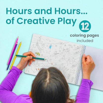 CUPKIN Sticker Book for Kids 2-4, 500+ Kids Stickers, Beach Day 12 Coloring Pages 12 Side by Side Scenes, Fun Toddler Travel Activity Coloring and Sticker Books for Children Ages 4-8 + 8-10