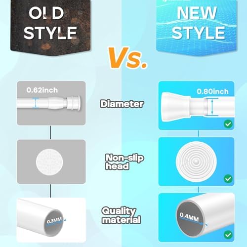 AIZESI Spring Tension Rods Adjustable Tension Curtain Rod Small Tension Rod No Drilling Expandable Spring Loaded Curtain Tension Rod?White,45" to 77"-1Pcs)