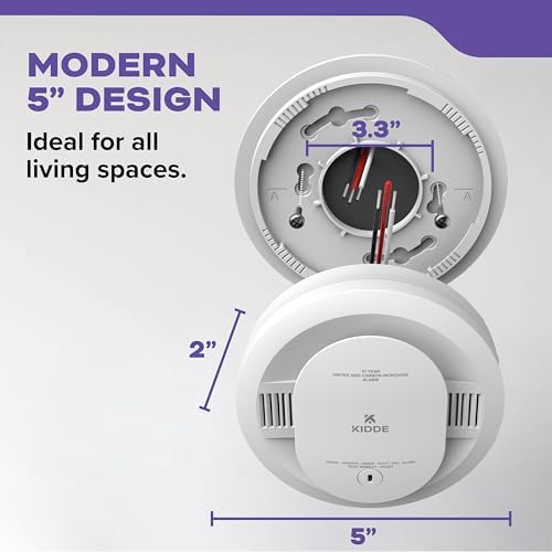 Kidde Hardwired Smoke & Carbon Monoxide Detector, 10-Year Battery Backup, Voice Alerts, Interconnectable LED Warning Light Indicators