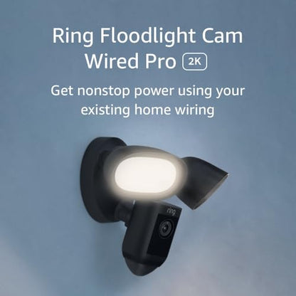 Ring Floodlight Cam Wired Pro with Bird’s Eye View and 3D Motion Detection, Black
