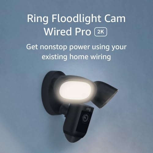 Ring Floodlight Cam Wired Pro with Bird’s Eye View and 3D Motion Detection, Black