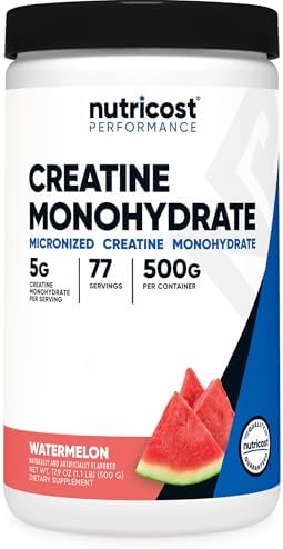 Nutricost Creatine Monohydrate Powder (Watermelon, 500 Gram) - Micronized Creatine Supplement - Vegan, Non-GMO, Gluten Free