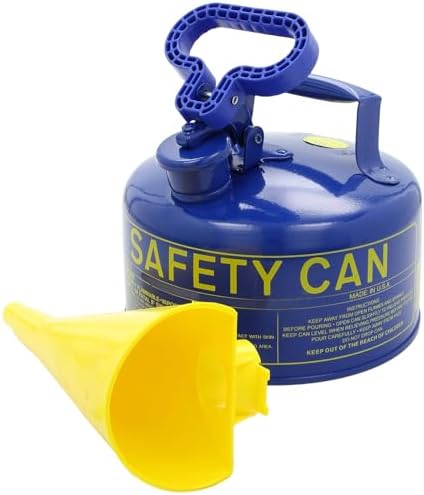 Eagle 1 Gallon Type I Blue Safety Gas Can for Kerosene with Flame Arrester, Self-Closing Lid, and F-15 Funnel, Made in the USA, Galvanized Steel Flammable Storage Can, UI10FSB