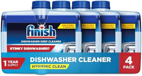 Finish Dishwasher Cleaner Liquid, Deep Cleans Hidden Grease & Limescale, Fights Odors & helps maintain Performance, 1 Year Supply, 8.45oz, 4 Bottle