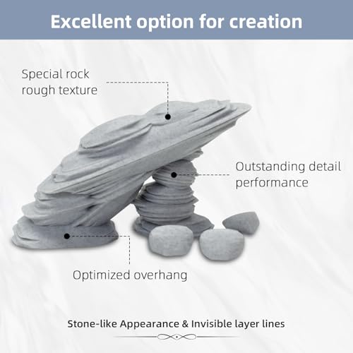 Geeetech Marble PLA 3D Printer Filament, Stone-Like Appearance, 1kg Spool (2.2lbs), 1.75mm Dimensional Accuracy +/- 0.02 mm, Marble White-Grey Color