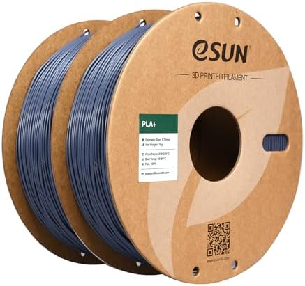 eSUN PLA+ Filament 1.75mm, 3D Printer Filament PLA Plus, Dimensional Accuracy +/- 0.03mm, 1KG per Spool, 2 Spools 3D Printing Filament, Grey