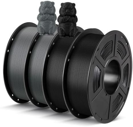 ANYCUBIC PLA 3D Printer Filament Bundle 4KG, 3D Printing PLA Filament 1.75mm Dimensional Accuracy +/- 0.02mm, 4 Pack 1KG Spool (2.2 lbs), 2 Pack of Gray & 2 Pack of Black