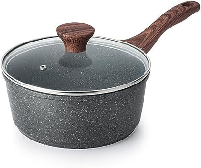 SENSARTE Nonstick Saucepan with Lid, 1.5 Quarts Small Pot with Swiss Granite Coating, Stay-cool Handle, Multipurpose Handy Sauce Pot Small Kitchen Cooking Pot, Induction Comptable, PFOA Free