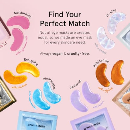 grace & stella Award Winning Under Eye Mask Reduce Dark Circles, Puffy Eyes, Undereye Bags, Wrinkles, Gel Under Eye Patches, Birthday Gifts for Women - Vegan Cruelty-Free Self Care (24 Pairs, Blue)