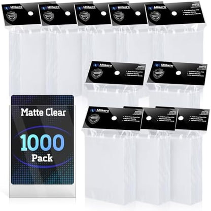 1000 Counts Card Sleeves, Matte Clear Card Sleeves Deck Card Protectors, Trading Card Sleeve Fit for MTG, Baseball, Sports, Game Cards (Matte Clear)