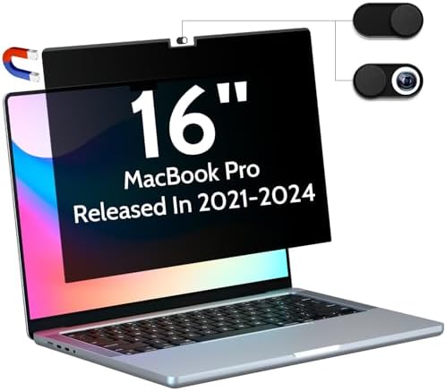 Magnetic Privacy Screen for MacBook Pro 16 Inch (2021-2024, M1, M2, M3, M4), 16inch Removable Matte Anti Blue Light Glare Private Filter Protector for Mac Pro 16.2" Laptop