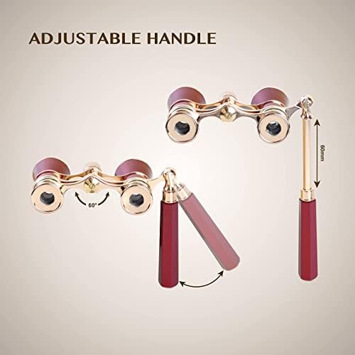 Yourelexit® Opera Glasses Binoculars 3X25 Lorgnette Theater Glasses Optical BK9 Mini Compact Lightweight Built-in Foldable Adjustable Handle Vintage for Adults Kids Women in Musical Concert Cinema