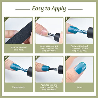 JODSONE 60 PCS Gel Nail Polish Kit with U V Light 55 Colors No Wipe Beautiful Colors Nail Gel Polish Base Top Coat Manicure Gifts for Salon and at Home