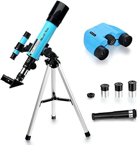 Lunar Telescope for Kids and Astronomy Beginners, Refractor Telescope with Finder Scope and 3 Eyepieces, Travel Telescope with Compact HD Binoculars for Moon Viewing Bird Watching Sightseeing