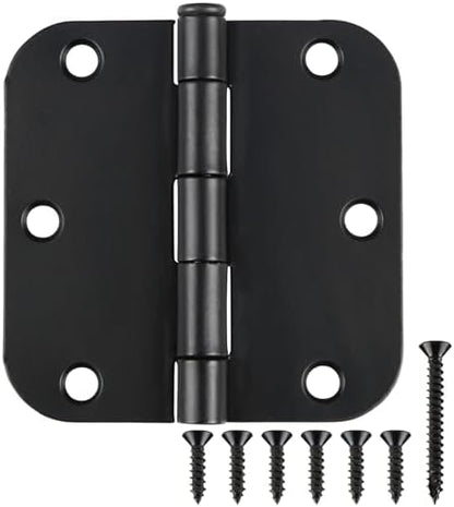 18 Pack Matte Black Door Hinges 3.5 x 3.5 Inch Interior 3 1/2 Inch Door Hinges for Doors Rounded 5/8" Radius Corners Flat Iron Hinge 3 ½"x 3 ½" Door Hardware Controls
