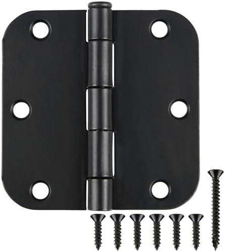 18 Pack Matte Black Door Hinges 3.5 x 3.5 Inch Interior 3 1/2 Inch Door Hinges for Doors Rounded 5/8" Radius Corners Flat Iron Hinge 3 ½"x 3 ½" Door Hardware Controls