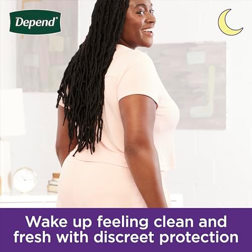 Depend Night Defense Adult Incontinence & Postpartum Bladder Leak Underwear for Women, Disposable, Overnight, Medium, Blush, 60 Count (4 Packs of 15), Packaging May Vary