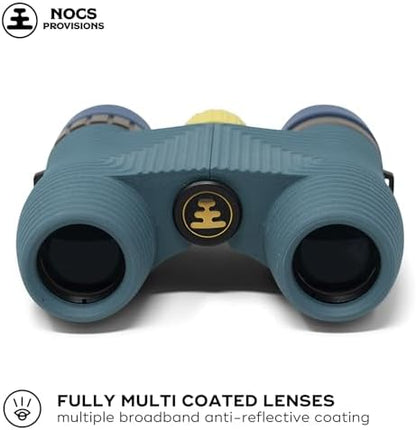 Nocs Provisions Standard Issue 10x25 Waterproof Binoculars, 10X Magnification, Bak4 Prism, Wide View Multi-Coated Lenses for Bird Watching, Hiking & Backpacking - Pacific Blue II