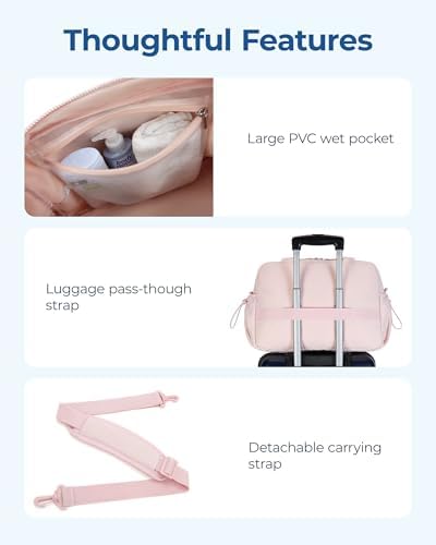 BAGSMART Gym Bag for Women, Duffle Bag for Travel with Wet Pocket, Lightweight Carry on Weekender Duffel, Water Resistant