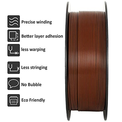 GIANTARM 3D Printer Filament, Brown Pla Filament, 1Kg(2.2lbs) Spool, 1.75mm Dimension Accuracy +/- 0.03mm, 3D Printing Filament