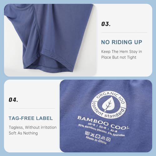 BAMBOO COOL Men's Ultra ComfortSoft Underwear, Moisture Wicking & Breathable No Ride Up Boxer Briefs with Fly, Multipack