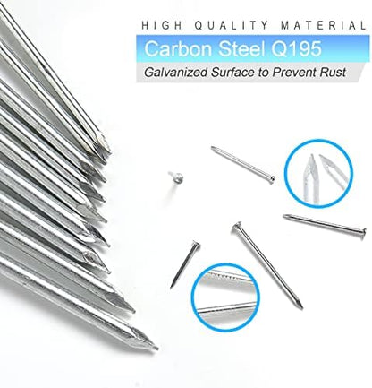 376pcs Hardware Assortment Kit With 2" Nails & 8oz Claw Hammer for Hanging Pictures, Finishing, Wall, Small, Wood Nails and Hammer