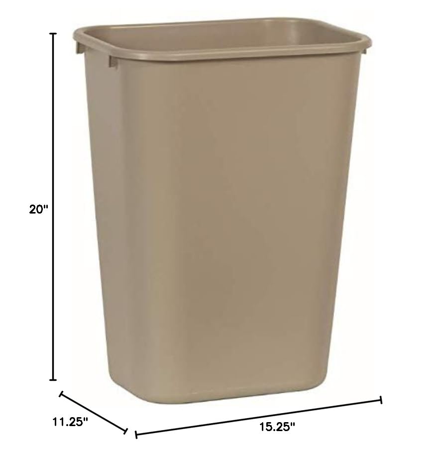 Rubbermaid Commercial Products Deskside Wastebasket/Trash Can, 10.25-Gallon/41-Quart, Beige, Plastic, Garbage Can for Home/Office, Fits Under Desk/Sink/Cabinet, Pack of 12