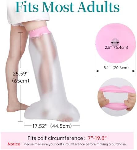 Waterproof Cast Covers for Shower Leg, Knee Surgery Recovery Equipment, Cast Protector for Showering Leg Adult Wounds, Cast Cover Leg Adult After Surgery, Shower Boot Cover Waterproof Foot, Reusable