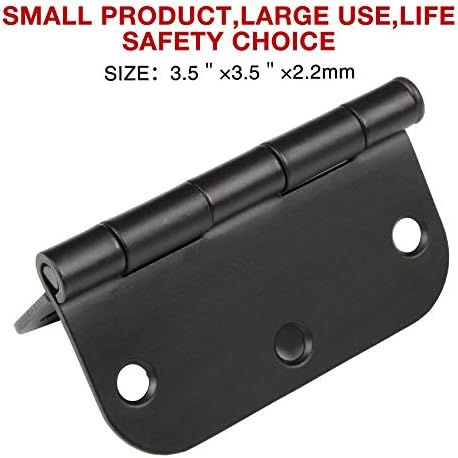 18 Pack Matte Black Door Hinges 3.5 x 3.5 Inch Interior 3 1/2 Inch Door Hinges for Doors Rounded 5/8" Radius Corners Flat Iron Hinge 3 ½"x 3 ½" Door Hardware Controls