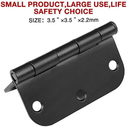18 Pack Matte Black Door Hinges 3.5 x 3.5 Inch Interior 3 1/2 Inch Door Hinges for Doors Rounded 5/8" Radius Corners Flat Iron Hinge 3 ½"x 3 ½" Door Hardware Controls